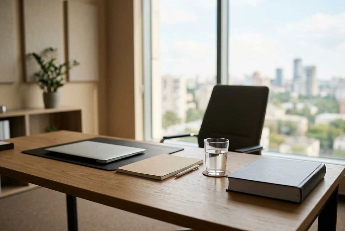 A sole arbitrator's desk prepared for a hearing in an Istanbul office
